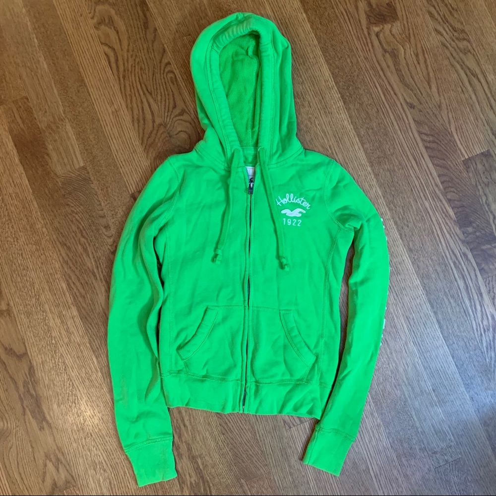 Lime Green Hollister Hooded Full-Zip Sweatshirt